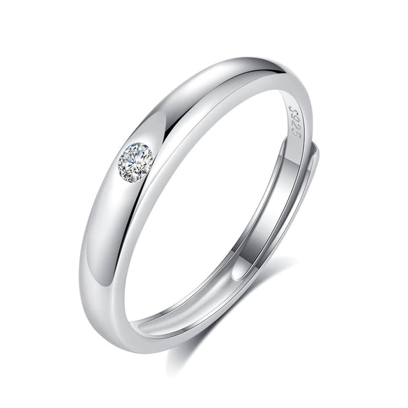 Wholesale S925 Silver Ring With Single Zircon Geometric Pattern For Couples