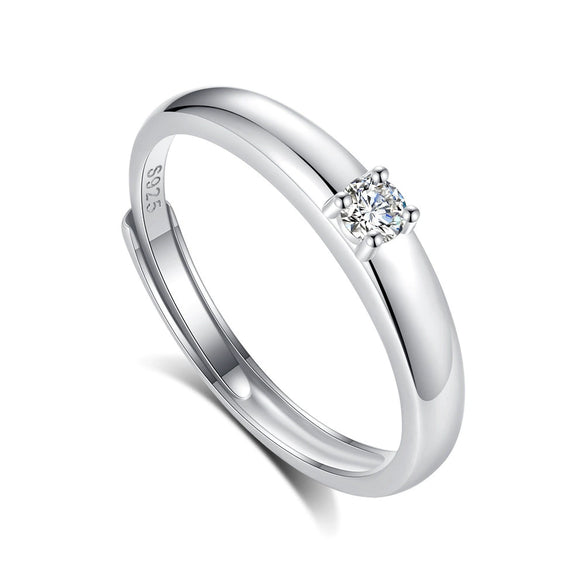 Wholesale S925 Silver Ring With Single Zircon Geometric Pattern For Couples