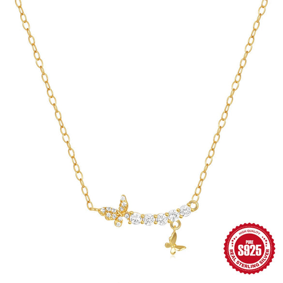 Wholesale S925 Silver Simple Exquisite Zircon Butterfly Niche Design Fashion Clavicle Chain For Women