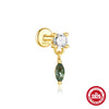 Wholesale S925 Silver Simple Fashion Natural Water Grass Agate Geometric Earrings With Zirconia Processing For Women