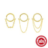 Wholesale S925 Silver Simple Tassel Seamless Circle Piercing Earrings With Electroplating And Alloy Inlaid Artificial Gem Or Semi Precious Stone In Trendy Fashion Style