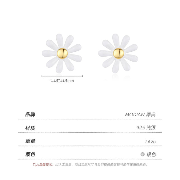 Wholesale S925 Silver Small Flower Stud Earrings With Epoxy Treatment For Women