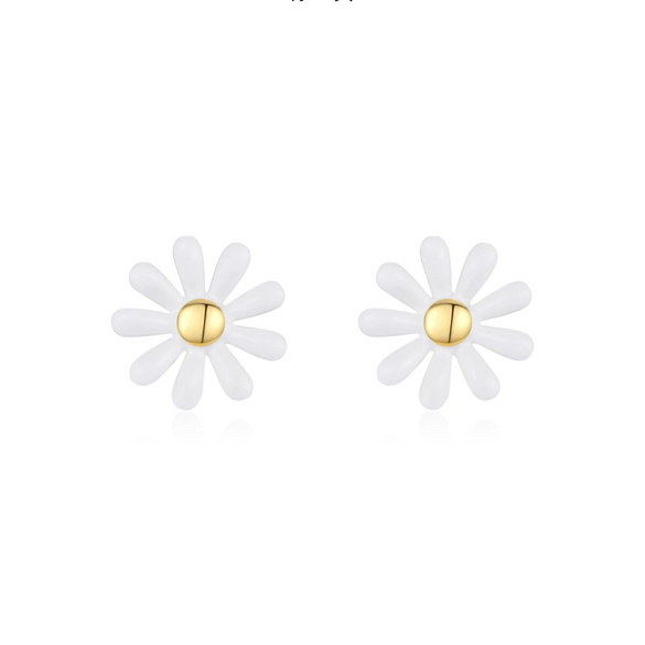 Wholesale S925 Silver Small Flower Stud Earrings With Epoxy Treatment For Women