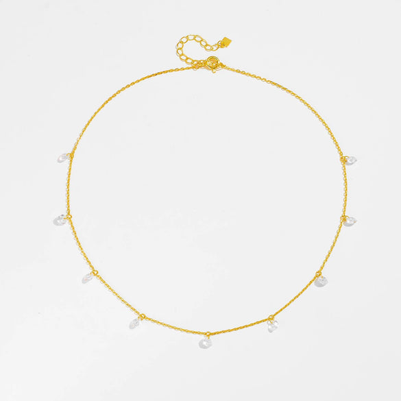 Wholesale S925 Silver Small Round Bead Necklace With Multi Diamond Geometric Design Electroplated In Platinum Or 18K Gold Fashion Clavicle Chain Niche Design