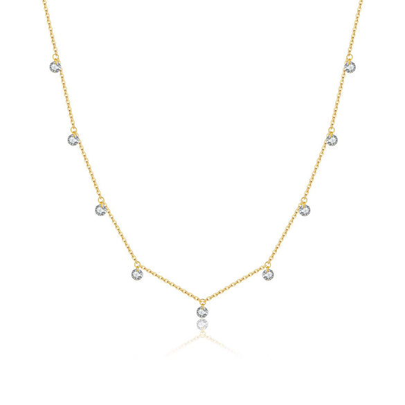 Wholesale S925 Silver Small Round Bead Necklace With Multi Diamond Geometric Design Electroplated In Platinum Or 18K Gold Fashion Clavicle Chain Niche Design