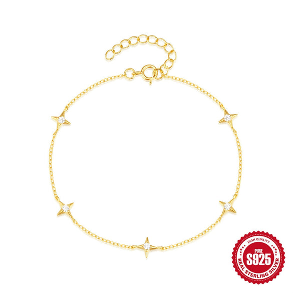 Wholesale S925 Silver Star Shape Electroplated Gipsophila Bracelet For Women