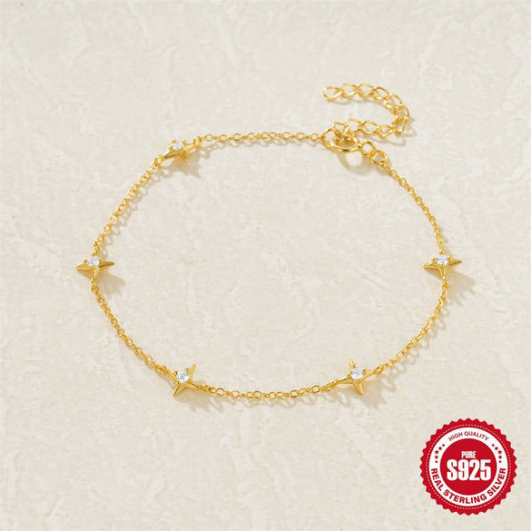 Wholesale S925 Silver Star Shape Electroplated Gipsophila Bracelet For Women