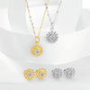 Wholesale S925 Silver Sunflower Geometric Jewelry Set For Women With Light Luxury Temperament Necklace And Earrings With Clavicle Chain