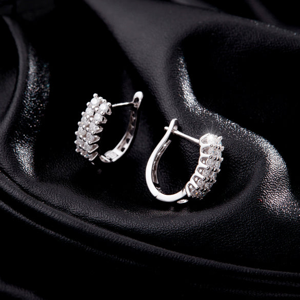 Wholesale S925 Silver U Shape Niche Style Diamond Earrings For Women
