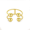 Wholesale S925 Silver Ushaped Fourball Adjustable Opening Ring With Electroplating For Women