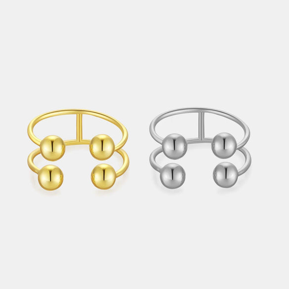Wholesale S925 Silver Ushaped Fourball Adjustable Opening Ring With Electroplating For Women