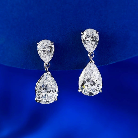 Wholesale S925 Silver Water Drop Earrings With High Carbon Diamond And Geometric Pattern Electroplated For Women Light Luxury Style