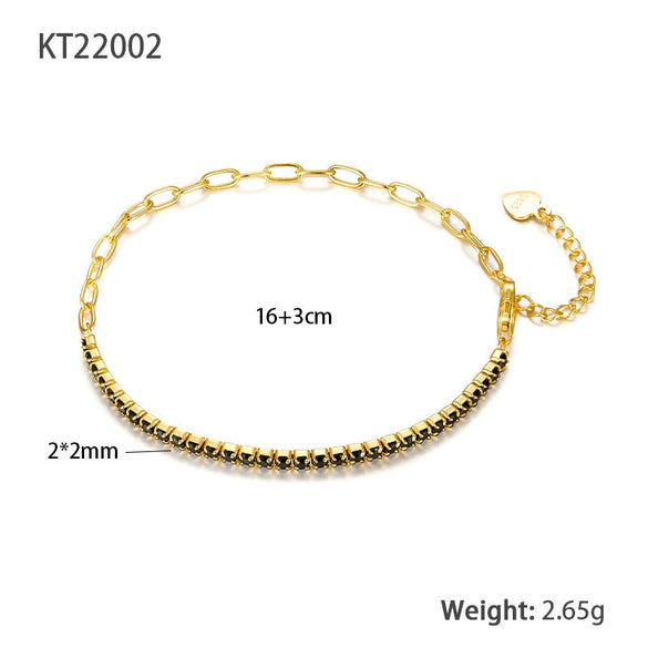 Wholesale S925 Silver Women's Bracelet Fully Inlaid With Zircon Geometric Style Hand Ornament Jewelry