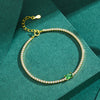 Wholesale S925 Silver Women's Bracelet With Geometric Pattern And Micro Inlay Artificial Diamond And Green Zirconium