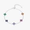 Wholesale S925 Silver Women's Bracelet With Loving Princess Dopamine Color Matching Lucky Four Leaf Clover And Flower Shape Set With Diamonds