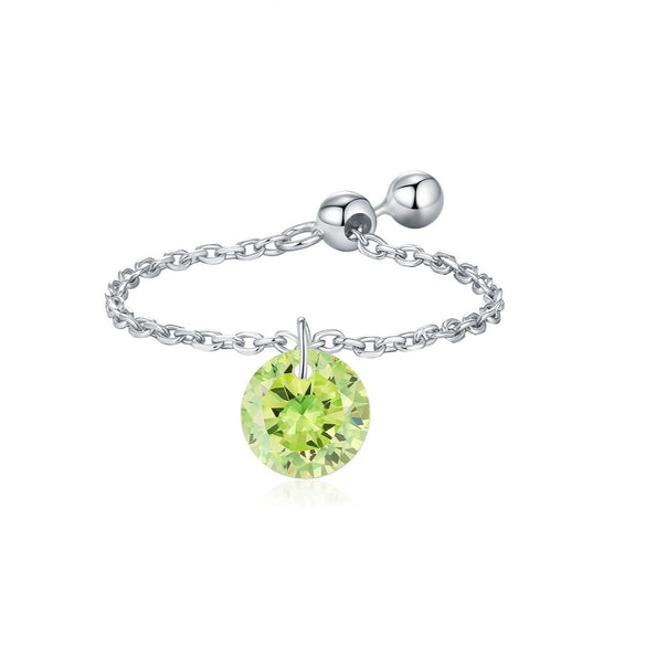 Wholesale S925 Silver Women's Geometric Pendant Ring With Multi Color Diamond And Adjustable Chain Electroplated Hand Jewelry