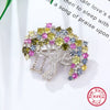 Wholesale S925 Silver Women's Retro Brooch With Snowflake Design And Colorful Zirconium Inlay