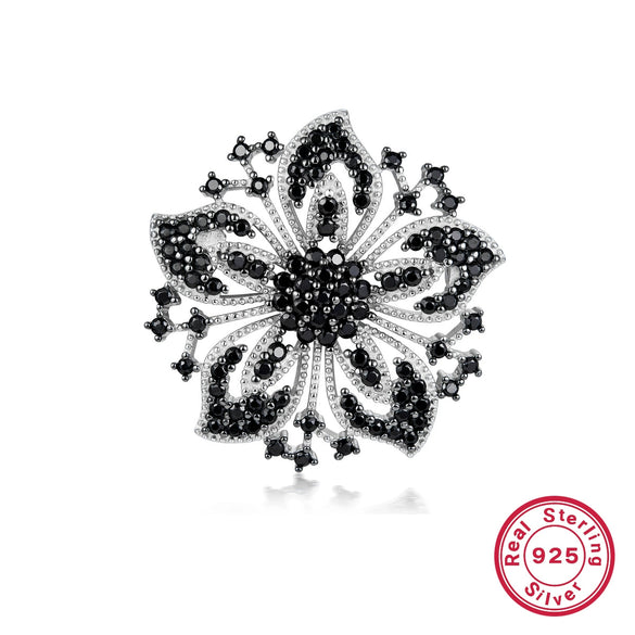 Wholesale S925 Silver Women's Retro Brooch With Snowflake Design And Colorful Zirconium Inlay