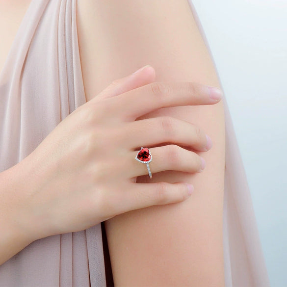 Wholesale S925 Silver Women's Ring With Heart Shape And Zircon Inlay Light Luxury Elegant Internet Celebrity Style