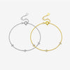 Wholesale S925 Silver Women's Simple Three Stone Classic Thin Chain Stacked Bracelet With Geometric Design And Electroplating Treatment