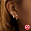 Wholesale S925 Silver Women's Threepiece Set Earrings With Horse Eye Zircon And Leaf Design Electroplated Geometric Style