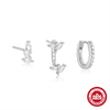 Wholesale S925 Silver Women's Threepiece Set Earrings With Horse Eye Zircon And Leaf Design Electroplated Geometric Style