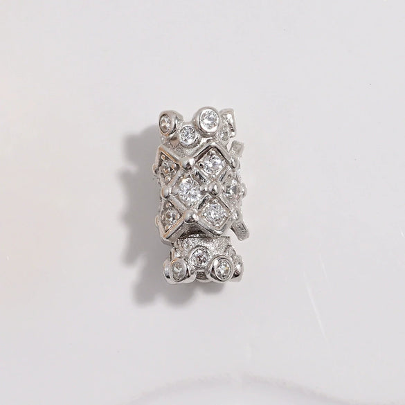 Wholesale S925 Silver Zirconia Small Waist Rotary Turnbuckle Doublelayer Necklace