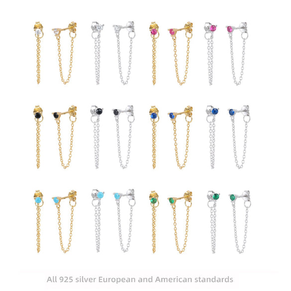 Wholesale S925 Sterling Fashion Exquisite Simple Inlaid Zircon Geometric Earrings Jewelry