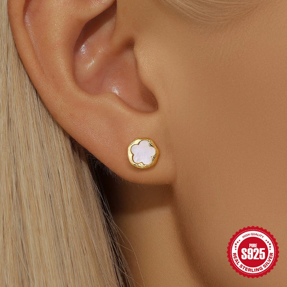 Wholesale S925 Sterling Silver Acrylic Hollow Flap Flower Geometric Earrings With Electroplating Treatment And Minimalist Design