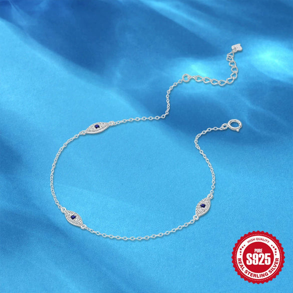 Wholesale S925 Sterling Silver Adjustable Devil's Eye Pendant Allmatch Anklet With Geometric Design For Women Diamondencrusted