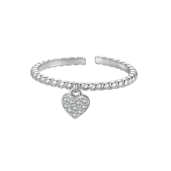Wholesale S925 Sterling Silver Adjustable Open Heart Ring With Electroplating Fashionable And Versatile Design For Women