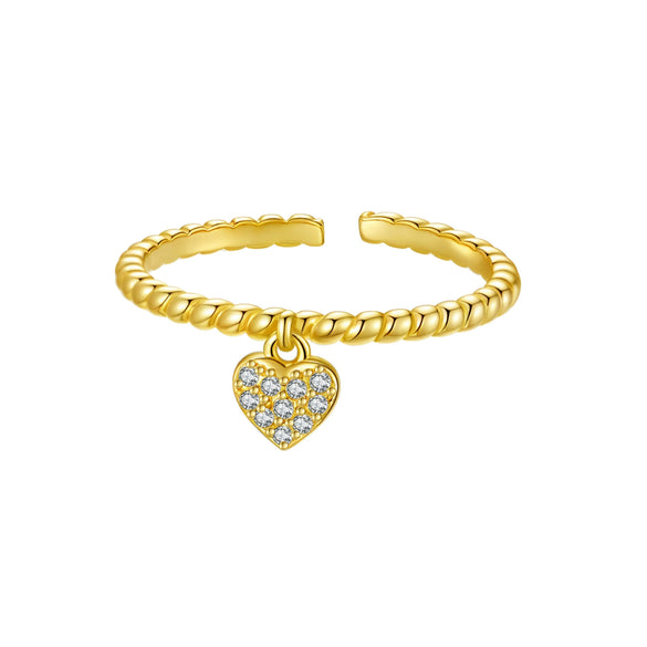 Wholesale S925 Sterling Silver Adjustable Open Heart Ring With Electroplating Fashionable And Versatile Design For Women