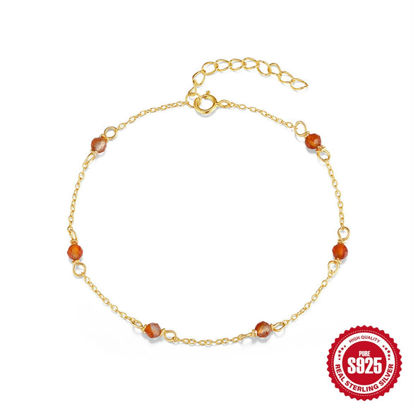 Wholesale S925 Sterling Silver Agate Handmade Beaded Geometric Bracelet For Women With Electroplating And Real Gold Plating