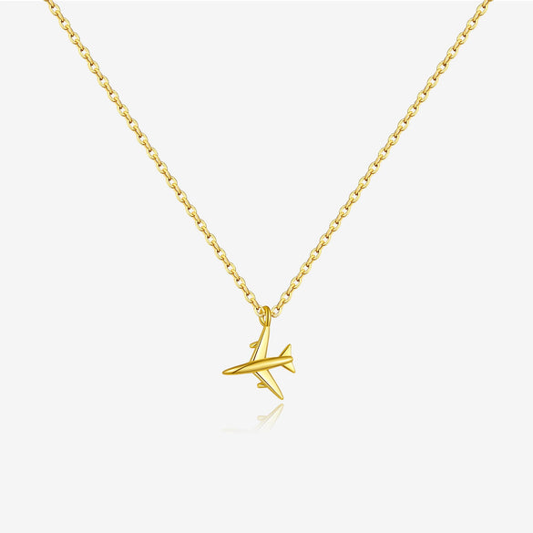 Wholesale S925 Sterling Silver Aircraft Pendant Necklace And Bracelet With Adjustable Cross Chain Electroplated Platinum Or 18K Gold Simple Style Unisex