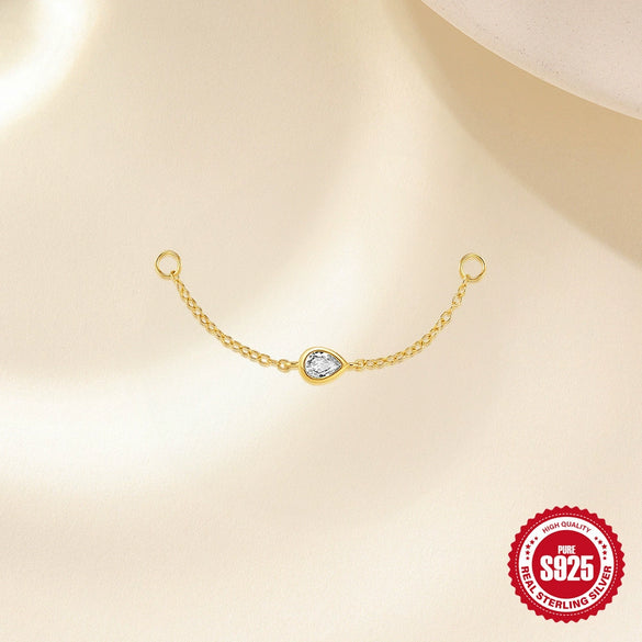 Wholesale S925 Sterling Silver All Match Shining Horse Eye Zircon Pendant Earrings With Long Chain And Cartilage Chain Environmentally Friendly Plated For Women