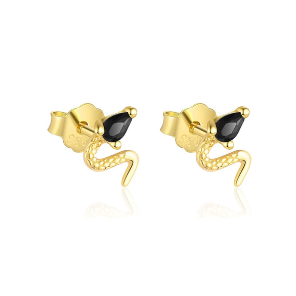 Wholesale S925 Sterling Silver Animal Black Zircon Earrings For Women Light Luxury Distinctive Retro Trendy