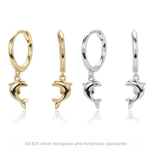 Wholesale S925 Sterling Silver Animal Dolphin Women's Earrings