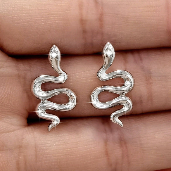 Wholesale S925 Sterling Silver Animal Snake Electroplated Microinlaid Zircon Women's Earrings