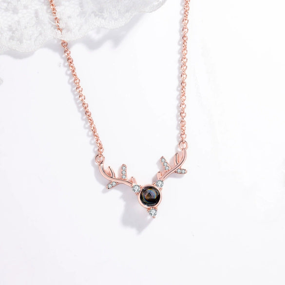 Wholesale S925 Sterling Silver Animals Zodiac Deer Pendant Clavicle Necklace With Cross Chain And Electroplating Treatment For Female