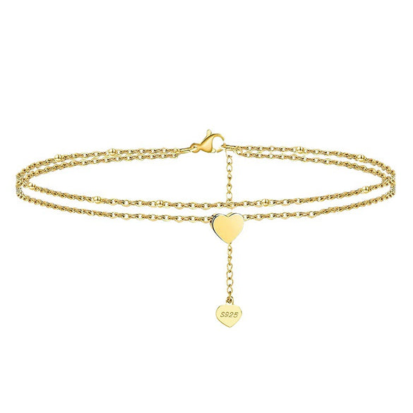 Wholesale S925 Sterling Silver Anklet With 14K Gold Pendant Geometric Style For Women