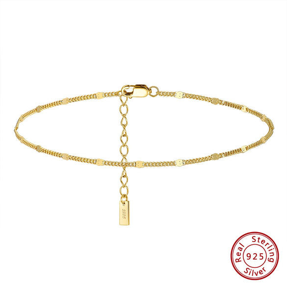 Wholesale S925 Sterling Silver Anklets Geometric Simple Style Foot Accessories