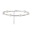 Wholesale S925 Sterling Silver Anklets With Natural Millet Beads And Freshwater Pearls Geometric Retro Minimalist Electroplated Style