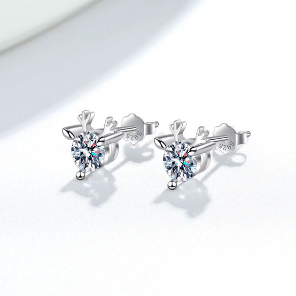 Wholesale S925 Sterling Silver Antler Earrings With Animal Pattern And Electroplating Treatment