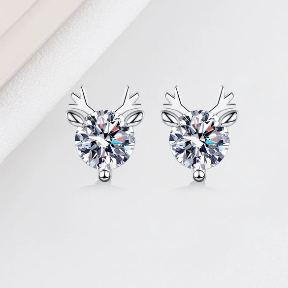 Wholesale S925 Sterling Silver Antler Earrings With Animal Pattern And Electroplating Treatment