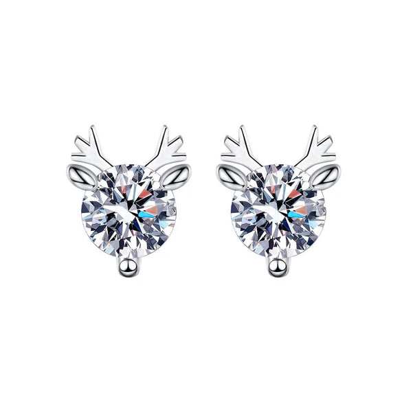 Wholesale S925 Sterling Silver Antler Earrings With Animal Pattern And Electroplating Treatment