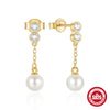 Wholesale S925 Sterling Silver Asymmetric Geometric Wind Chain Tassel Pearl Earrings For Women