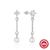Wholesale S925 Sterling Silver Asymmetric Geometric Wind Chain Tassel Pearl Earrings For Women