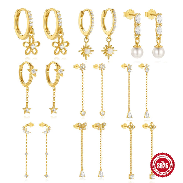 Wholesale S925 Sterling Silver Asymmetrical Moon Earrings With French Tassel And Zircon Geometric Design
