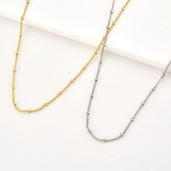 Wholesale S925 Sterling Silver Bead Long Chain Necklace With Geometric Style And Electroplating Process