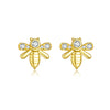 Wholesale S925 Sterling Silver Bee Earrings Electroplated With Platinum And 18K Gold Minimalist Animal Style Ear Jewelry For Women